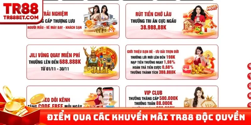 Điểm qua các khuyến mãi TR88 độc quyền nhất