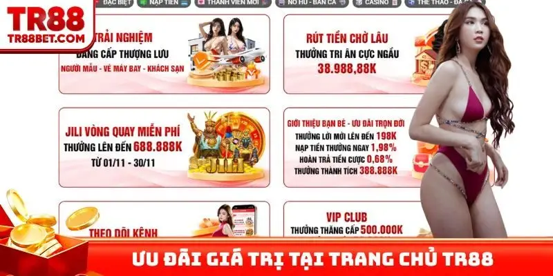 Ưu đãi giá trị tại trang chủ TR88