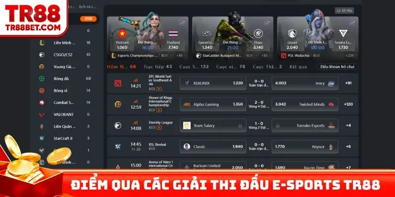 Điểm qua các giải thi đấu E-Sports TR88 nổi bật